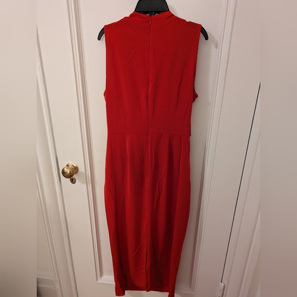 Elie Tahari Drape Front High Neck Red Dress sz 8 - Picture 4 of 4